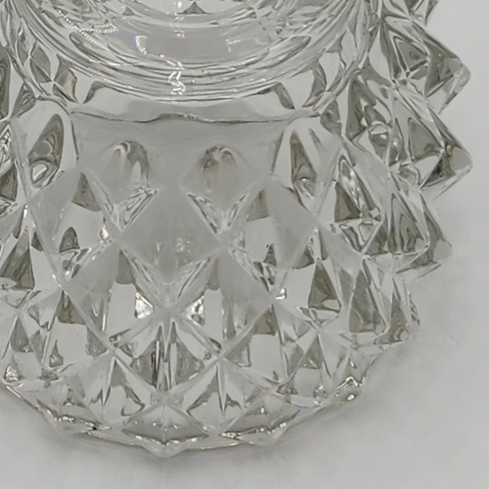 Vintage Clear Pressed Glass Diamond Pyramid Point Votive Ambient Candle Decor
